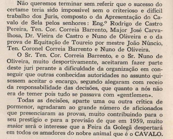 Ano Hipico Português, 1958