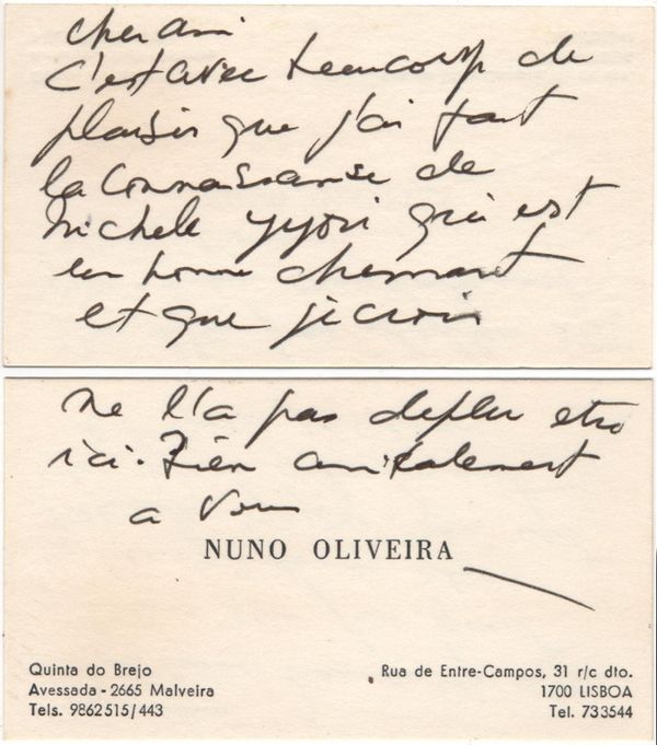 Signed business card