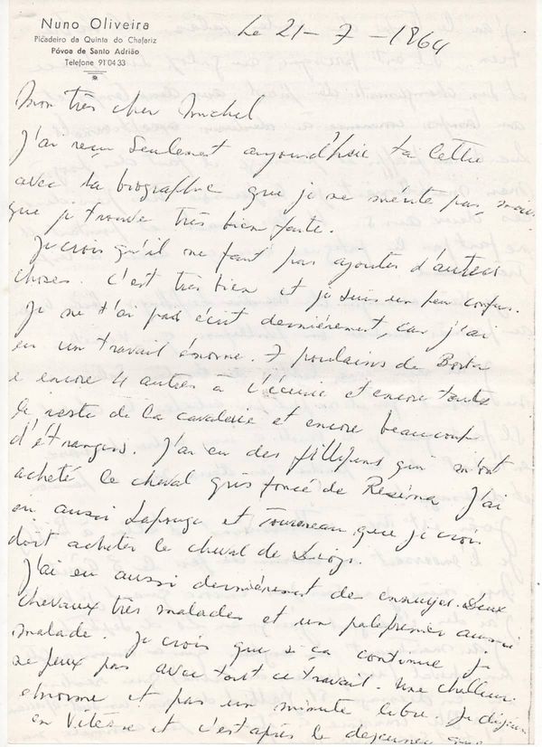 Lettre à Michel Henriquet, 1964