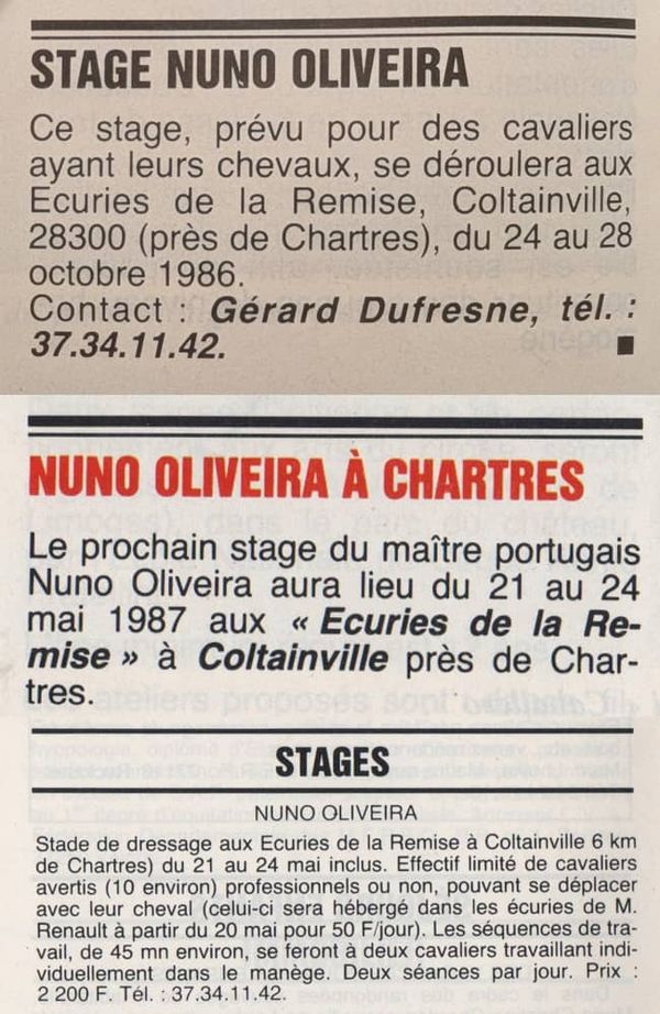 Plaisirs Equestres, 1986/87