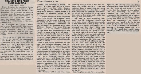 The Chronicle of The Horse, 1981